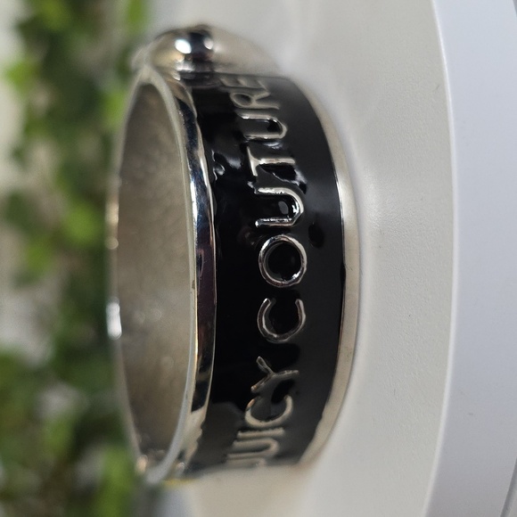 Silver with Black Enamel Clamper Hinge Bangle Bracelet Juicy Couture - Picture 6 of 12
